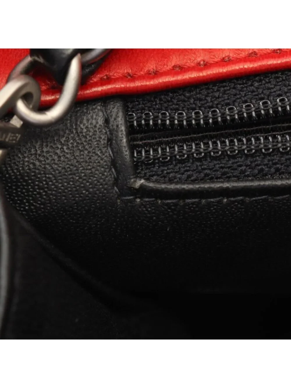 Chanel Shoulder Bag Quilted Single Flap Bicolor Black Red Lambskin Chain